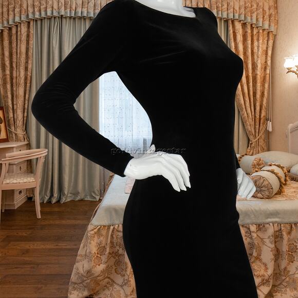 Cache Black Velvet Bodycon Evening Dress S - Picture 9 of 11